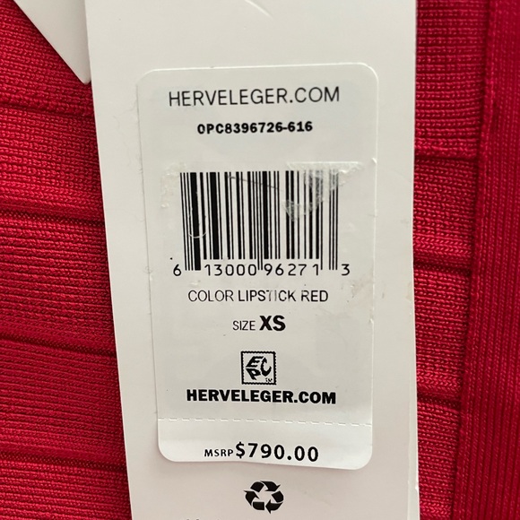HERVE LEGER PARIS RED DRESS - Picture 3 of 6